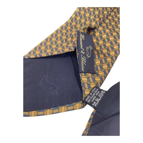HARMONT & BLAINE Yellow Geometric Silk Tie Made In Italy 60"- 4" EX COND - Picture 5 of 6